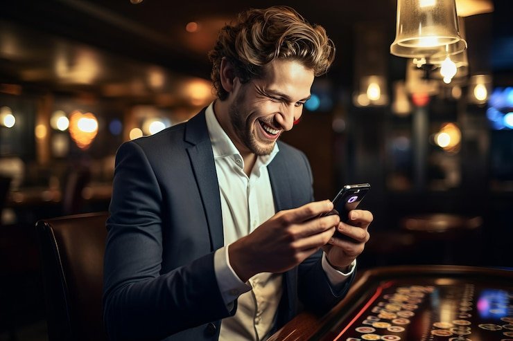 Pembaca berita mobile di malam hari